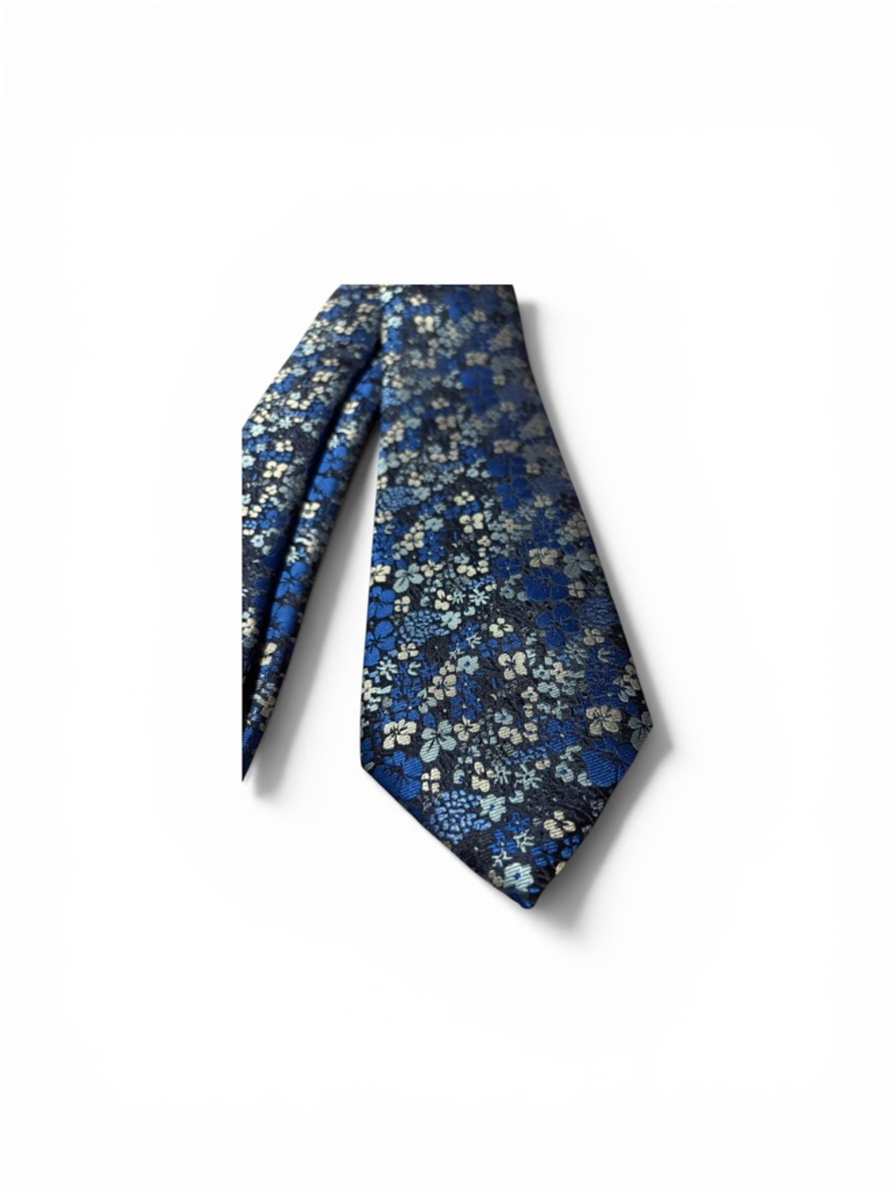 Navy Floral Men's Tie - Classic Blue Pattern - Picture 2 of 3